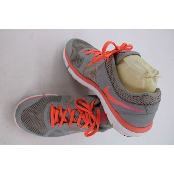 Nike Flex Run Running Shoes Sneakers 642767-081 Gray Orange Women’s Size 11 - Picture 1 of 11